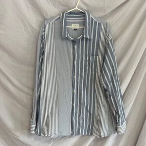 American Eagle Outfitters Blue and White Striped Shirt